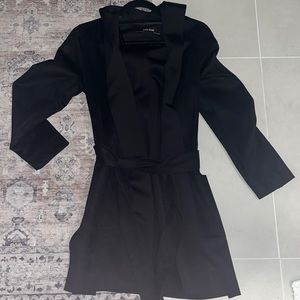Zara black suede wrap coat